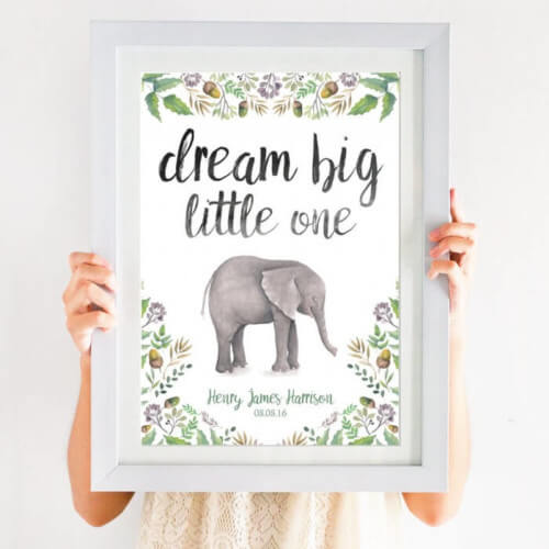 Dream Big Little One Elephant Print
