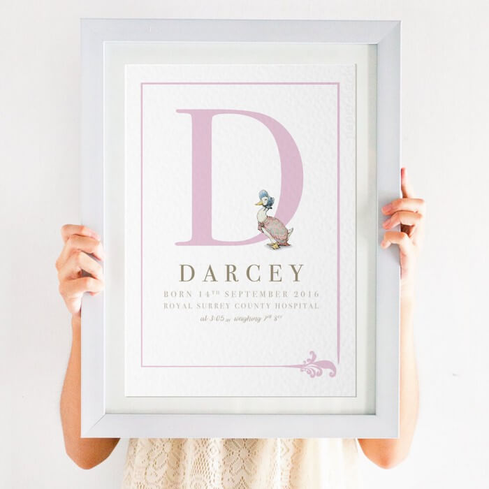 Details about   Personalised New Baby Peter Rabbit Name Birth Nursery Print Christening UNFRAMED 