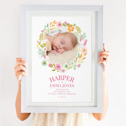 Personalised New Baby Photo Print for Girls