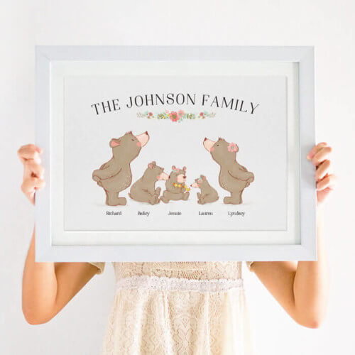 personalised bear family print