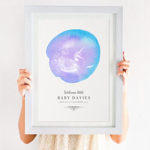 personalised watercolour baby scan print