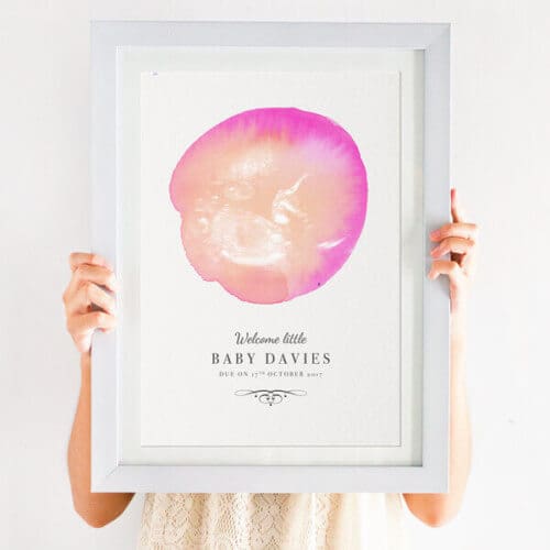 personalised watercolour baby scan print