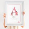 Pink New Baby Initial Print