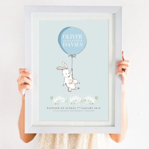 Personalised Boys Baptism Balloon Print