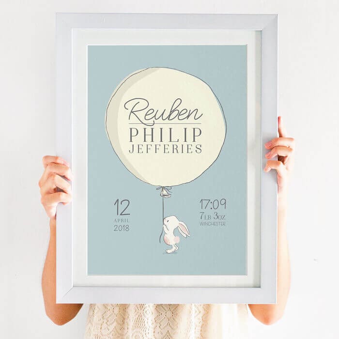 Bespoke Newborn Bunny Name Print