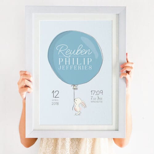 Personalised Birth Details Bunny Print