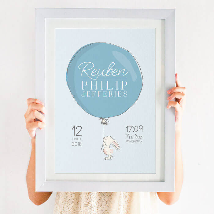 Personalised Birth Details Bunny Print