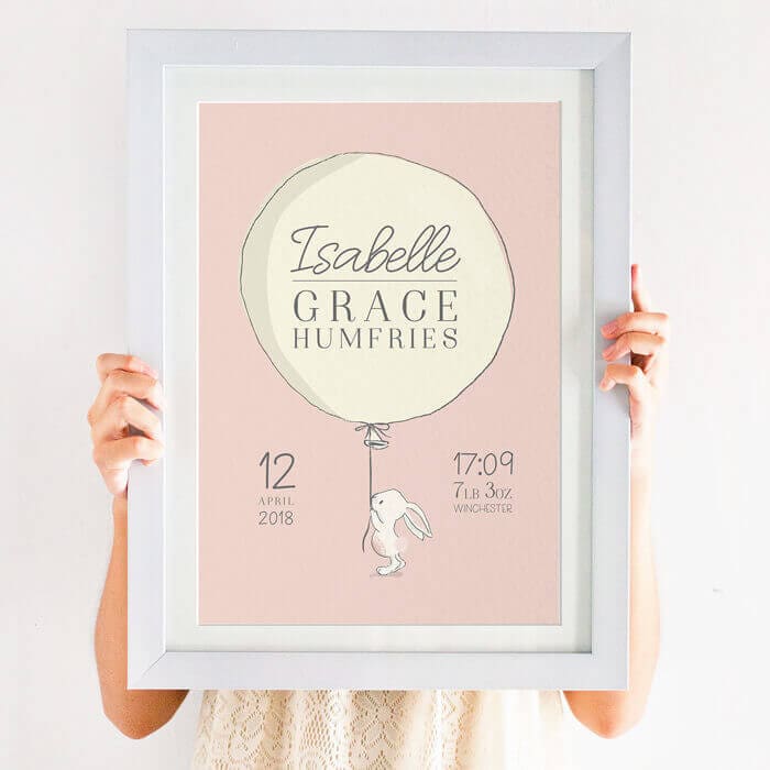 Bespoke Newborn Bunny Name Print