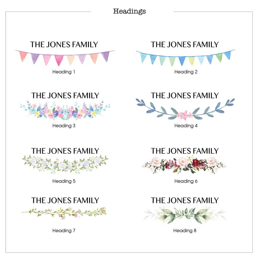 welly family print header options