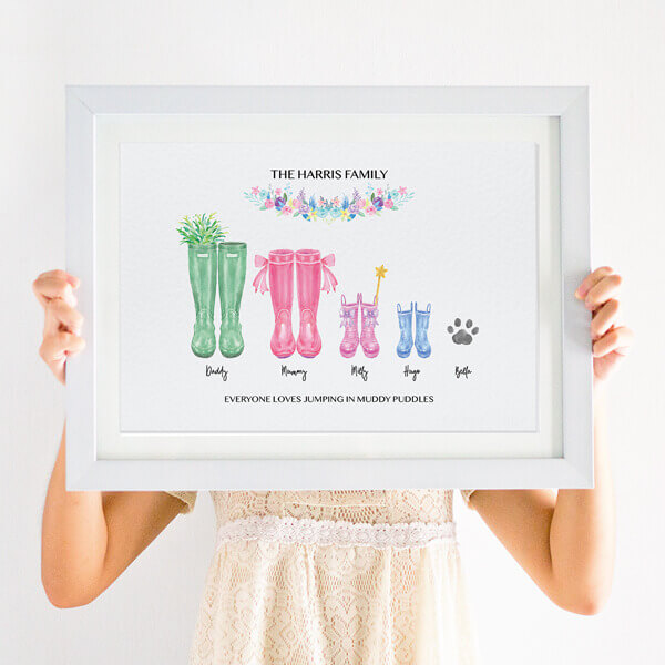 Personalised Family Print  Wellies Boots Family Print Gift personalised family 