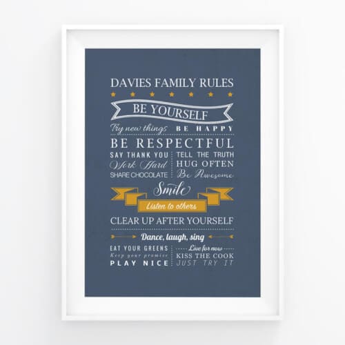 Personalised Family Rules Print