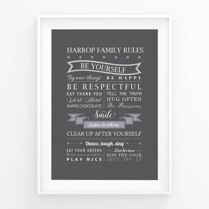 Personalised Family Rules Print