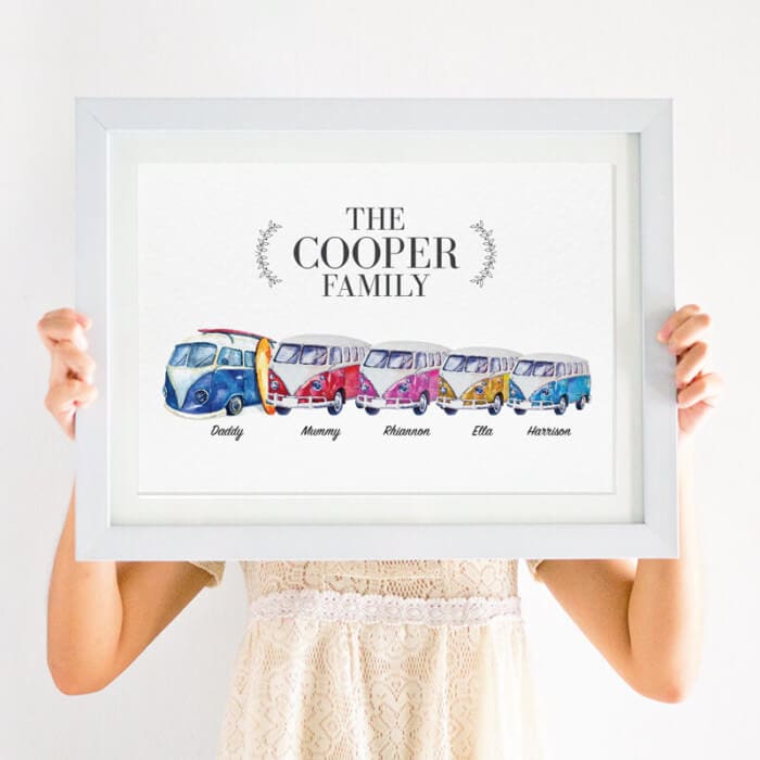 Personalised VW Campervan Family Print