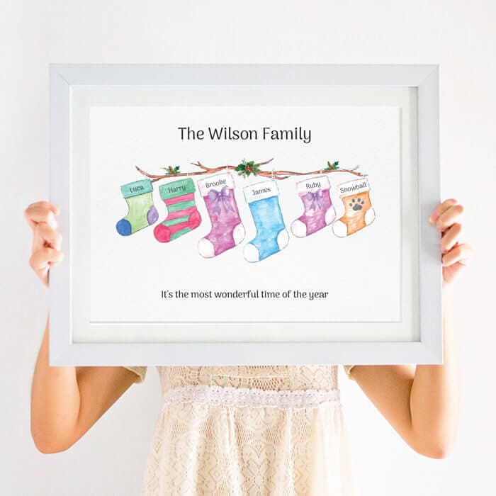 Personalised Christmas Stocking Family Print