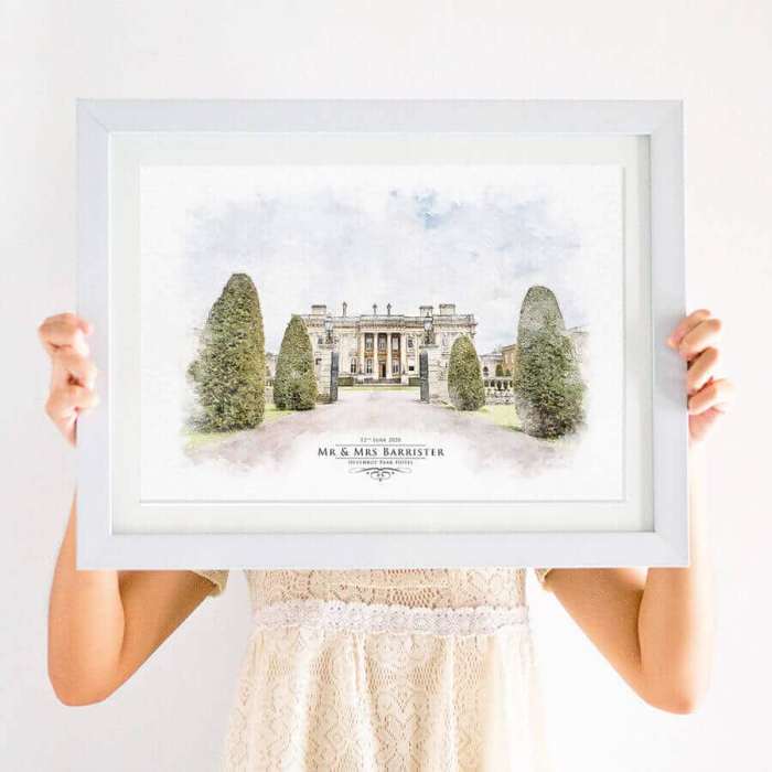 bespoke wedding venue illustration print