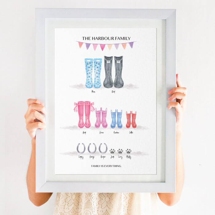 Personalised Family Tree Welly Boot Print