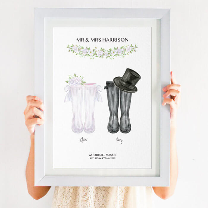Personalised Welly Boot Wedding Print