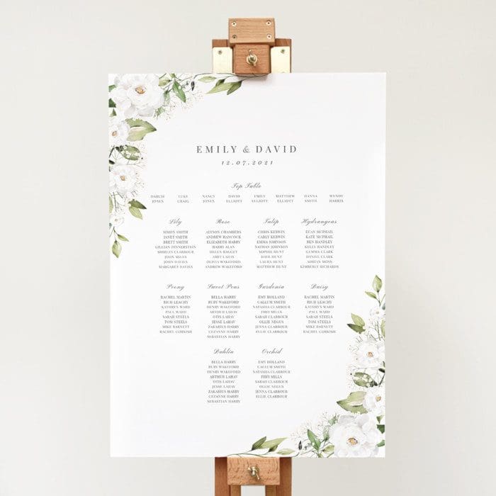 White Peony and Gypsophila Table Plan