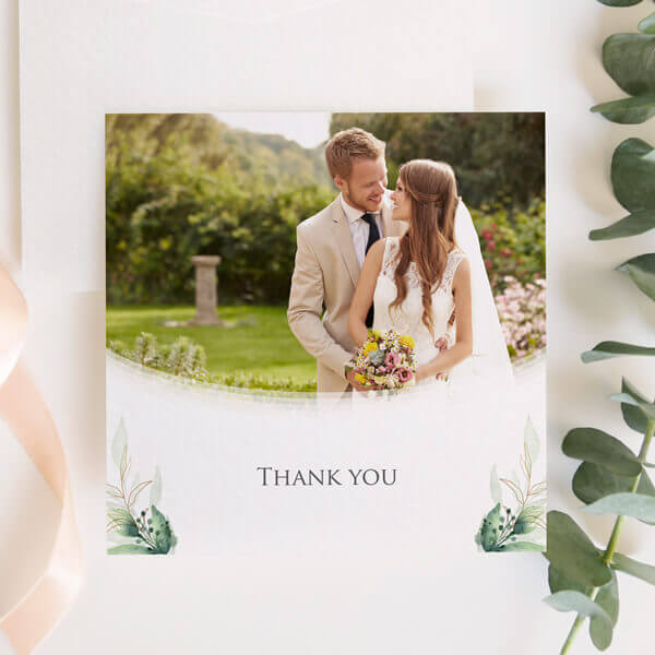 green foliage thank you cards