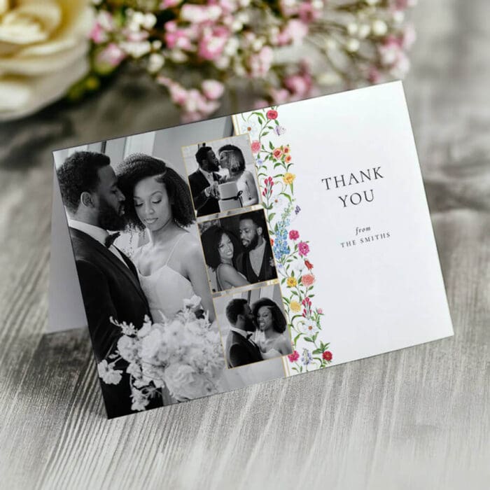 Floral Photo wedding thank you cards