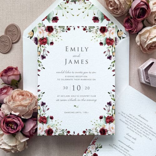 burgundy and blush wedding invitations