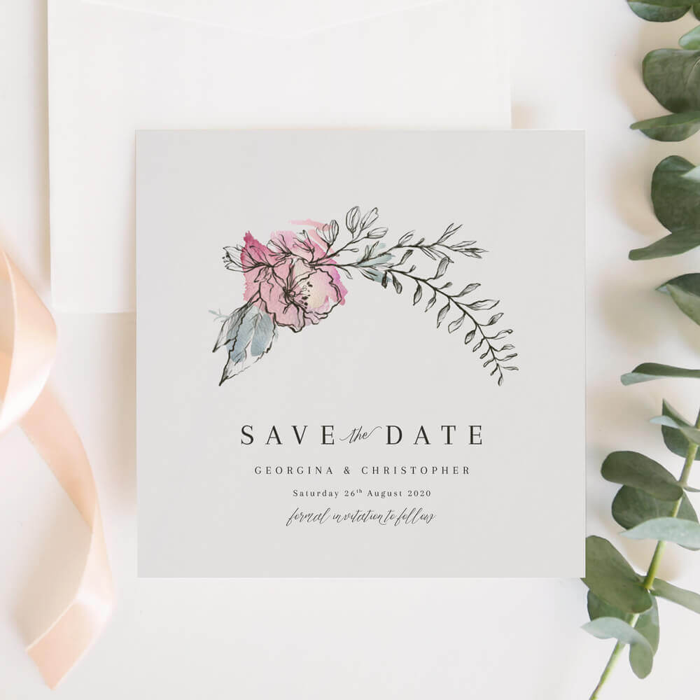 Whimsical Pink Floral Save The Dates