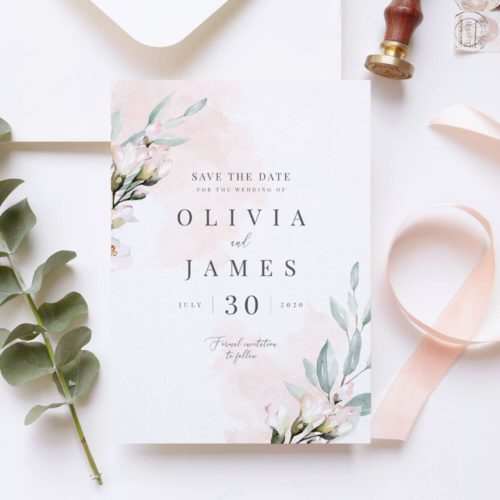 blush and sage save the dates