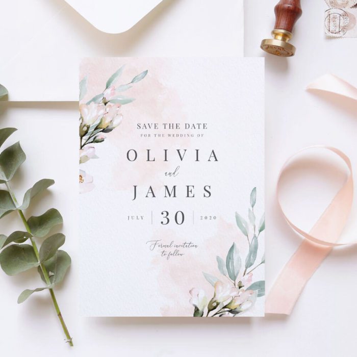 blush and sage save the dates