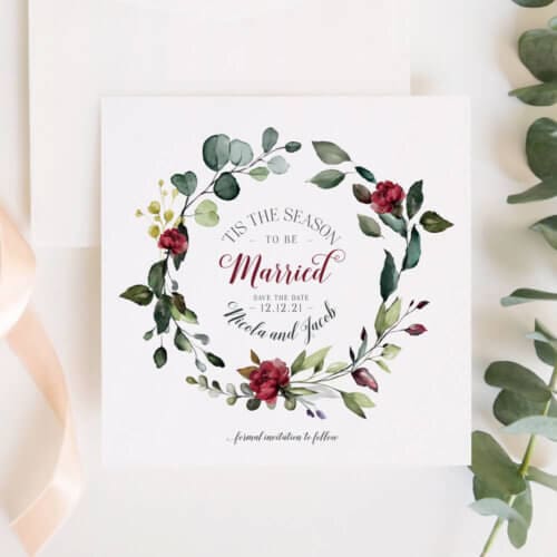 Rustic Red and Green Christmas Save the Dates