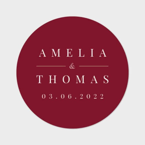 Custom Round Burgundy Wedding Stickers