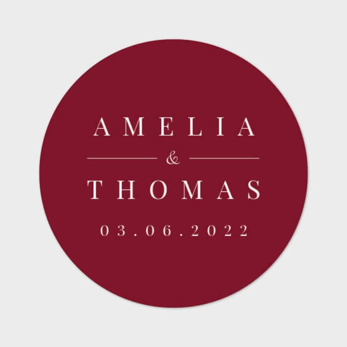 Custom Round Burgundy Wedding Stickers