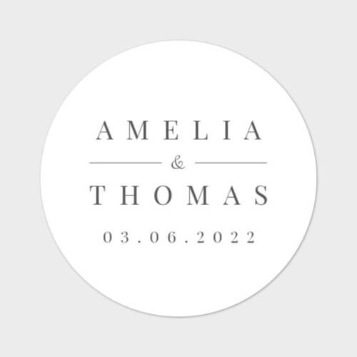 Personalised Classic Round Wedding Stickers