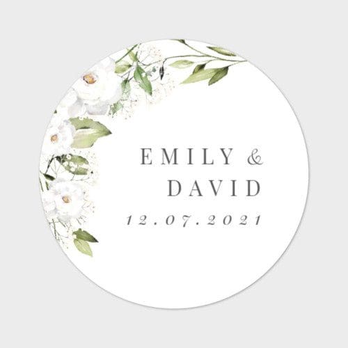 White Peony and Gypsophila Wedding Stickers