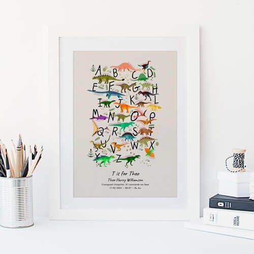 Personalised Dinosaur Alphabet Nursery Print