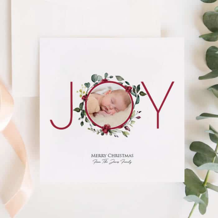 Personalised Joy Photo Christmas Card Set