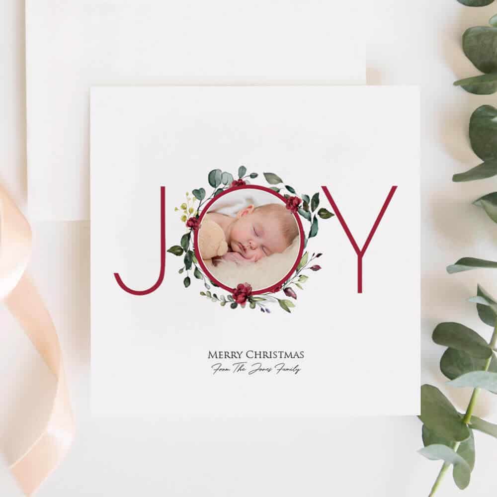 Personalised Joy Photo Christmas Card Set