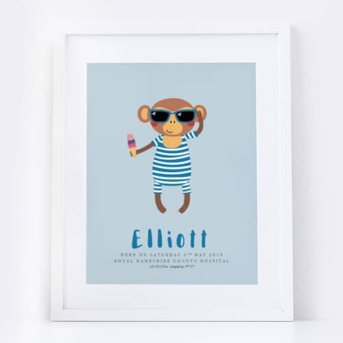 New Baby Boy Monkey Name Print