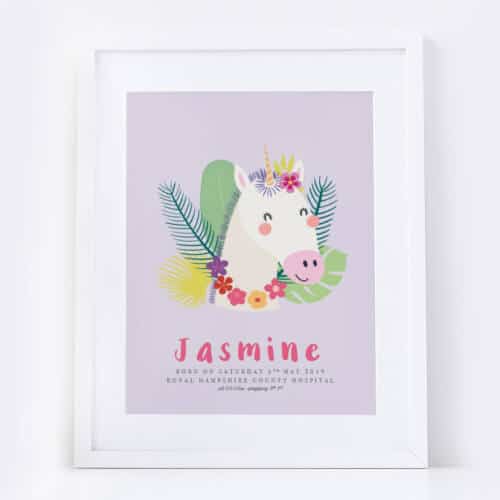 New Baby Girl Unicorn Name Print