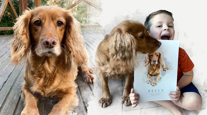Pet Portrait, Personalised Family Prints, Dog Portrait