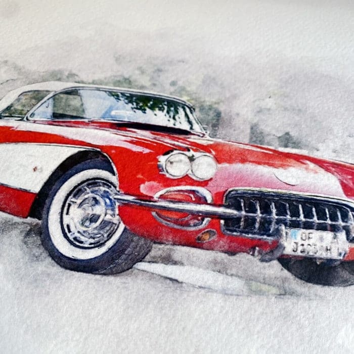 Personalised Watercolour Car Print created by magic