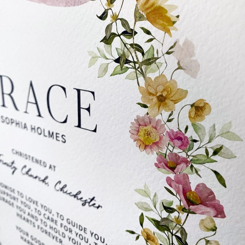 Floral Christening Gift From The Grandparents Personalised Print - Image 2
