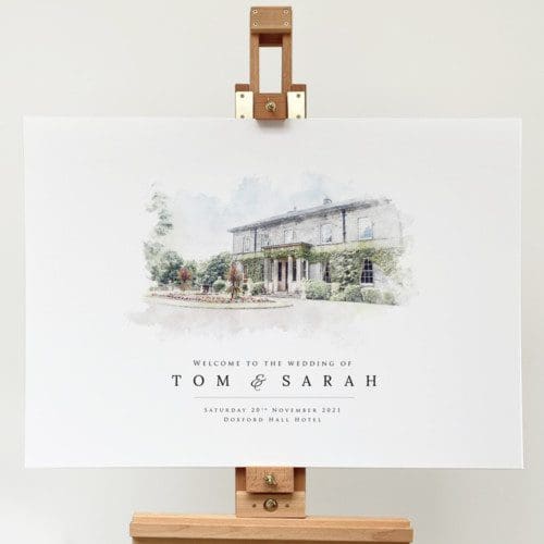 Venue Illustration Wedding Welcome Sign