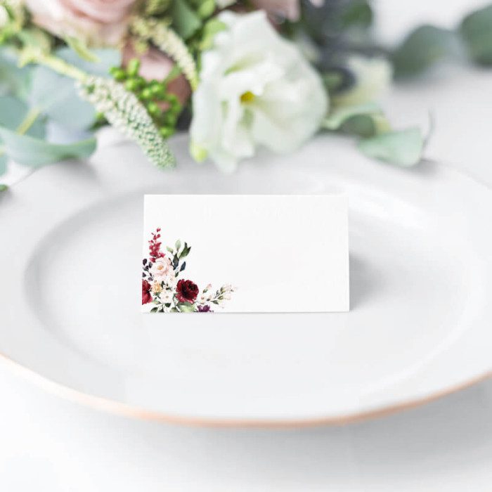 Burgundy and Blush Place Name Cards