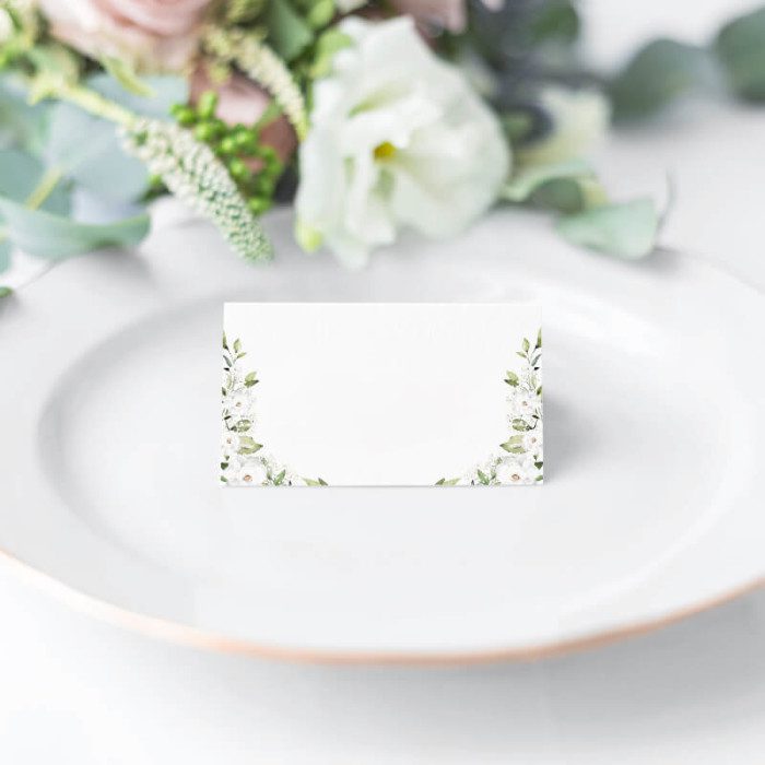 White Peony and Gypsophila Place Name Cards
