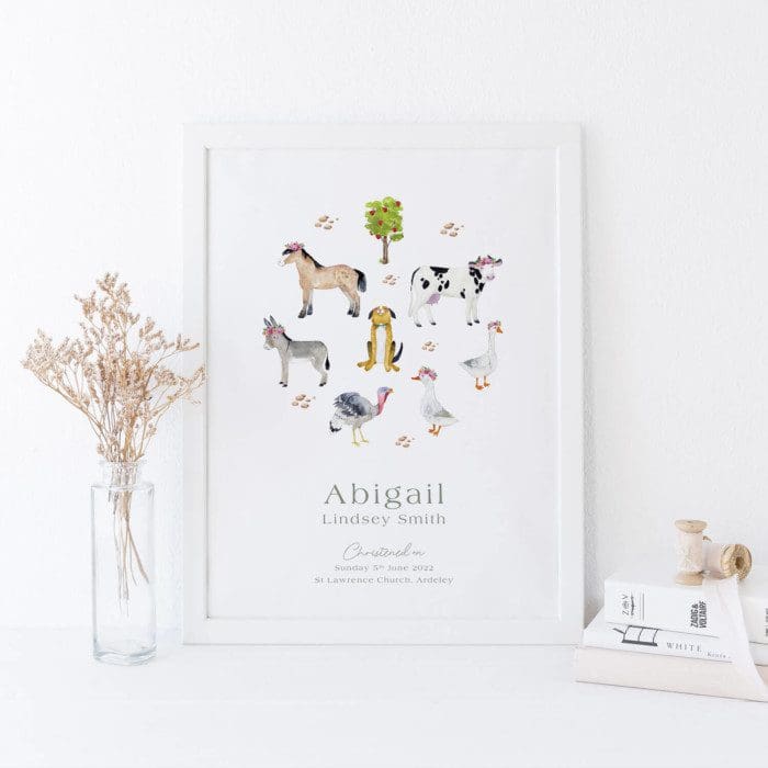 Farm Animal Christening Prints