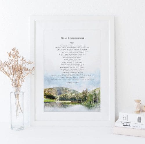 Watercolour Wedding Reading Poem Print