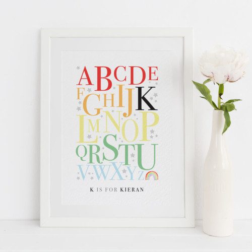 Personalised Rainbow Alphabet Nursery Print