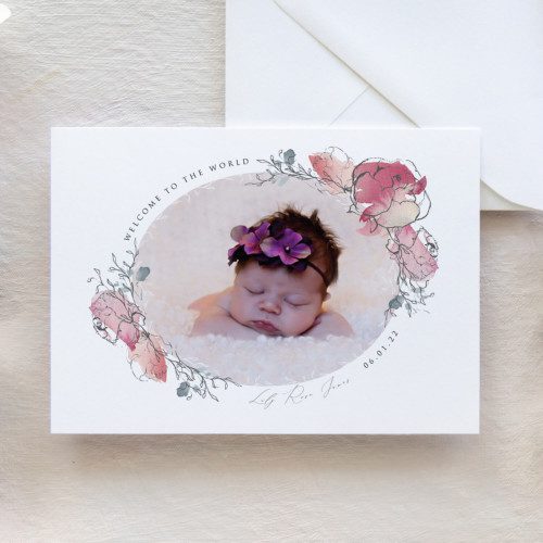 Peony Baby Announcement Cards