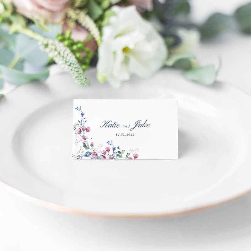 Wildflower Wedding Place Name Cards back