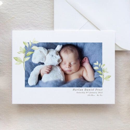 Boys Foliage Birth Announcement Cards